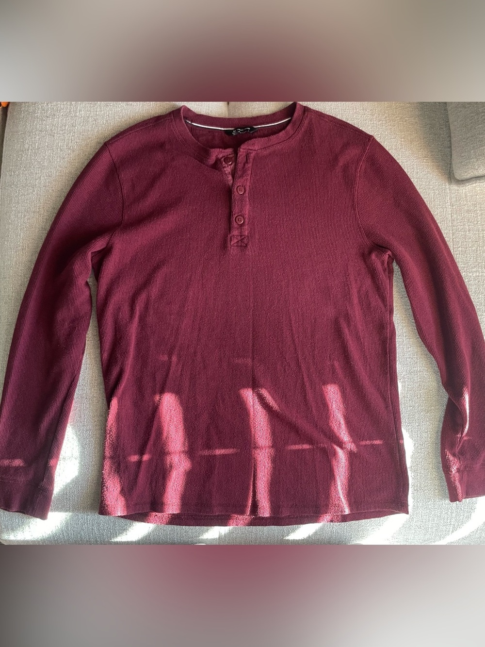 Member’s Mark Men’s Large Burgundy Waffle Knit Thermal Henley